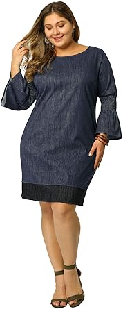 long denim dress plus size
