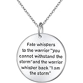 Alphm S925 Sterling Silver Bible Verse Inspirational Faith Heart Courage Pendant Necklace for Women Men Gift Jewelry