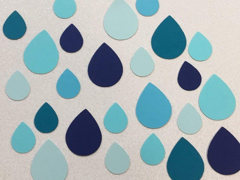 Amazon Com Mixed Blue Raindrop Paper Confetti 1 1 5