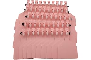 ABUSTLE PIG 50 Count TPU Blank One-Piece Cattle Ear Tags, Z Blank Ear Tags, Large Livestock Identification Tags for Cattle,Cow,Sheep,Hog（4.3” L×3”W ） (Pink)