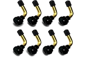 YRHHBYH Tubeless Tire Valve Stem PVR70 8PCS Brass Stems Bent 90 Degree Angled Snap-in Black Rubber Base for Motorcycle Scooter ATV Go Kart Fits Tubeless Tire Rim