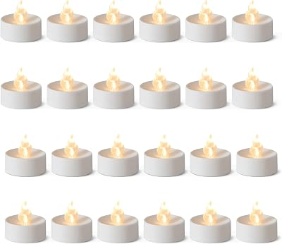 Velas LED sem chama com pilhas e pilhas incluídas, pack de 24, 3,65 cm (diâmetro) x 3,34 cm (H), preto/branco