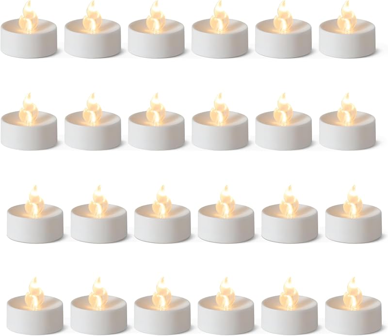 Velas LED sem chama com pilhas e pilhas incluídas, pack de 24, 3,65 cm (diâmetro) x 3,34 cm (H), preto/branco — foto 1 de 5