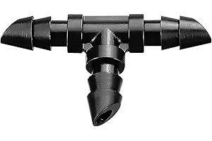 JAYEE 50 Pack Drip Irrigation 1/4” Barbed Tee Fittings, Barbed Connectors Fits Universal 1/4 Inch Drip Tubing, Irrigation Tee for Drip or Sprinkler System