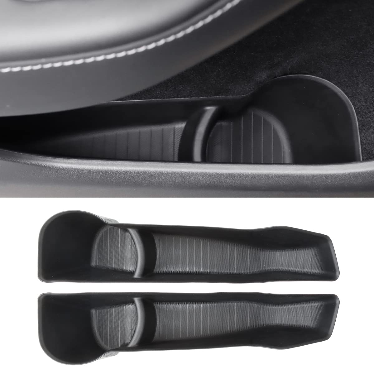 Photo 1 of MARCHFA Interior Front Door Side Tray Pocket Compatible for 2021 2022 2023 2024 Model Y Accessories Door Handle Organizer Insert (2 Front Door Tray)