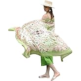 DANA XU Women's 100% Mulberry Satin Silk Pashmina Shawl Wraps Extra Large Floral Scarf for Evening Dresses, Soft Oversized