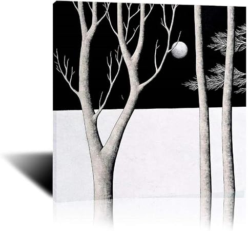 Amazon ポスタープリントアートキャンバス絵画静かなスタイルのイラスト 木の壁の写真リビングルームの家の装飾50x50cmフレームなし 置き時計 掛け時計 オンライン通販