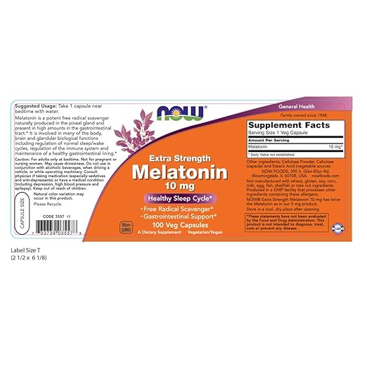 Amazon.com: Melatonin, 10 mg, 100 Vcaps by Now Foods (Pack of 2): Health & Personal Care