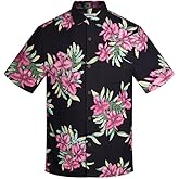 Havana Breeze Men's Hawaiian Shirts Silk and Cotton Blend Button Down Short Sleeve Tropical Print Camp Shirts