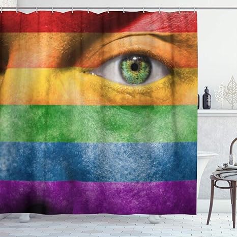 Amazon Kapanou 防水 シャワーカーテン ゲイプライドサポートを示す緑のlgbtレインボーフラグが緑のトランスジェンダーのシンボル かわいいシャワーカーテン ユニットバス バスルーム 芸術の装飾 180cmx180cm バスフック付き 取り付け簡単 シャワーカーテン ホーム