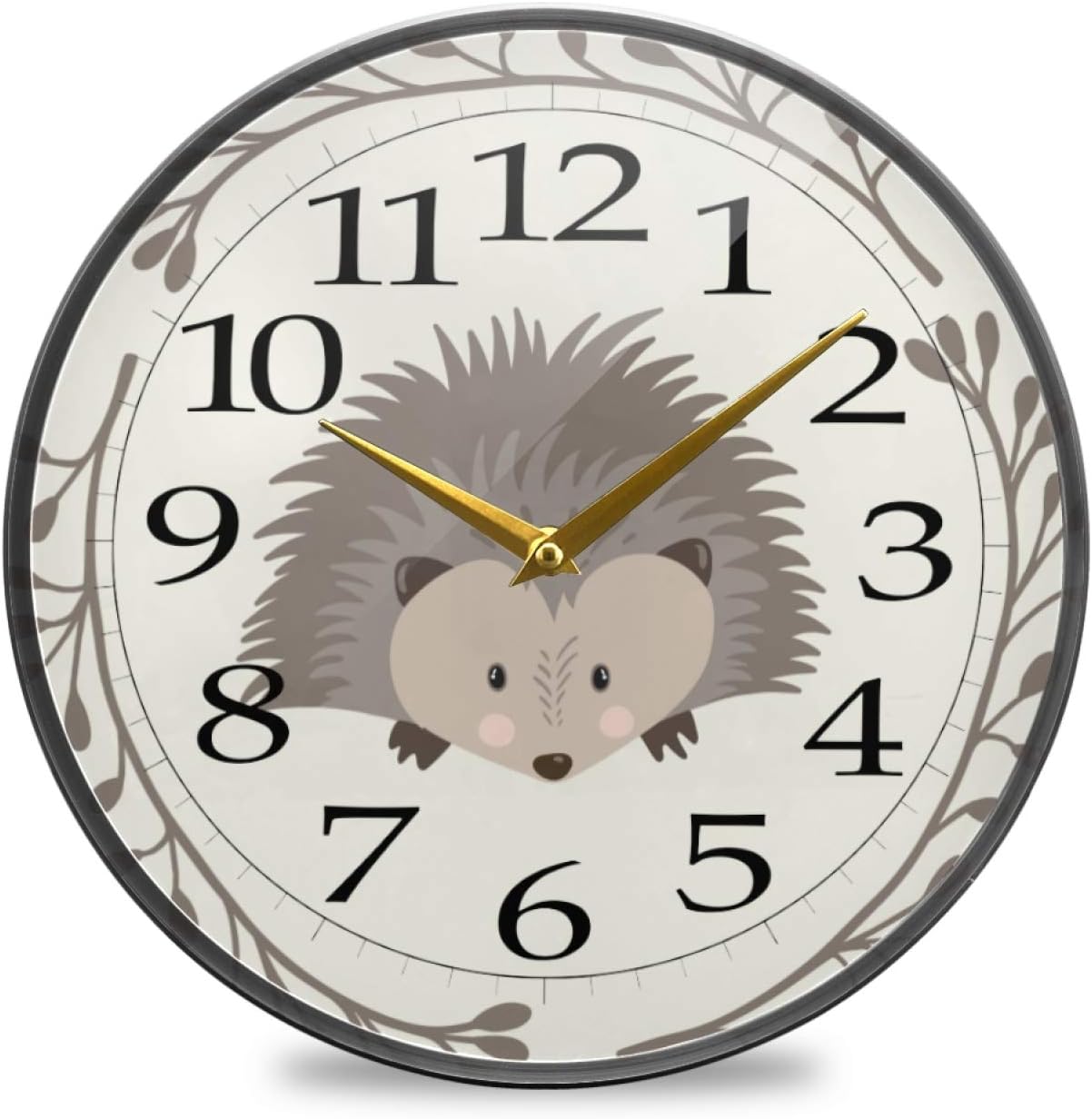 Cute Hedgehog Wall Clocks Battery Operated 12 Inch / 9.5 Inch Silent
