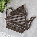 Cast Iron Trivet | Old Fashioned Tea Pot | Decorative Cast Iron Trivet For Kitchen Or Dining Table | 7x6.3 