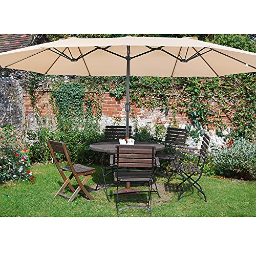 Patio Watcher 15 Ft Patio Double Sided Umbrella with Base, Extra Large