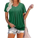 ZOLUCKY Womens Casual Short Sleeve Tunic Tops Scoop Neck T Shirts Summer Loose Fit Tunics