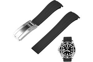 Juntan 18mm 20mm 22mm Curved End Rubber Watch Band, Tapered Silicone Curved Replacement Watch Strap for Men Women with Classic Diving Buckle