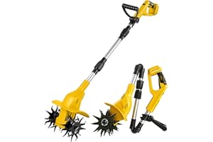 Cordless Tiller Cultivator Compatible with Dewalt 20V Battery, Brushless Electric Garden Tiller,20cm Tilling Width,16cm Depth