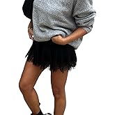 Women Lace Mini Skirt Ruffle Pleated Half Slip Y2k Flowy Coquette Layered Ruffled Micro Skirts with Lined Shorts