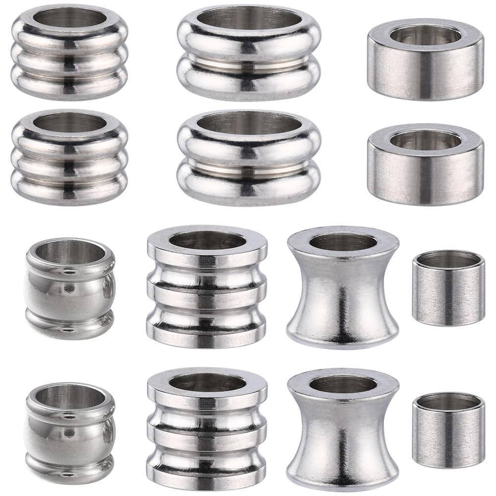 GORGECRAFT 1 Box 7 Styles Stainless Steel Hair Beard Beads 28PCS European Braiding Beads Dreadlocks Facial Hair Baubles for Men Women Hair Braiding Accessories Necklace DIY Hair Crafts Decoration