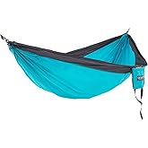 ENO SingleNest Hammock - Lightweight, 1 Person Portable Hammock - for Camping, Hiking, Backpacking, Travel, a Festival, or The Beach - Aqua/Charocal