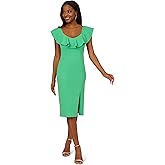 Adrianna Papell Women's Knit Crepe Ruffle MIDI Dress