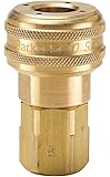Parker Hannifin B33 Series 30 Brass Pneumatic Quick Coupler, Female Pipe Thread, 1/4 Inch Size, 1/4-18 NPTF Port