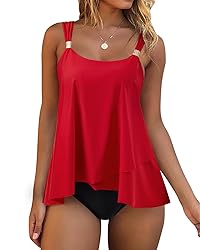 RXRXCOCO Women Tankini Bathing Suits Ruffle High