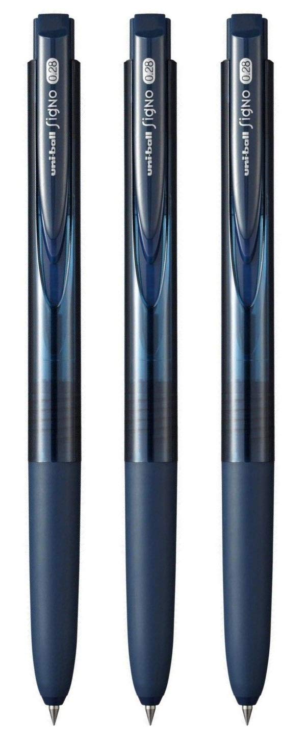 Set of 3 - Signo - uni Knock Ballpoint Pen - RT1 UMN-155 0.28 mm Blue-Black