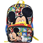 Bioworld Kids Backpack &amp; Lunch Bag Set &ndash;Mickey Mouse 16" Lightweight School Bookbag with Insulated Lunch Bag &ndash; Perfect for Preschool &amp; Elementary Boys