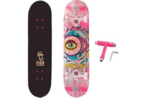 FISH SKATEBOARDS Standard Skateboard, Complete Skateboard 31''x 8'', 7 Layer Canadian Maple Double Kick Deck Concave Cruiser Trick Skateboards for Kids Boys Girls Youths Beginners.