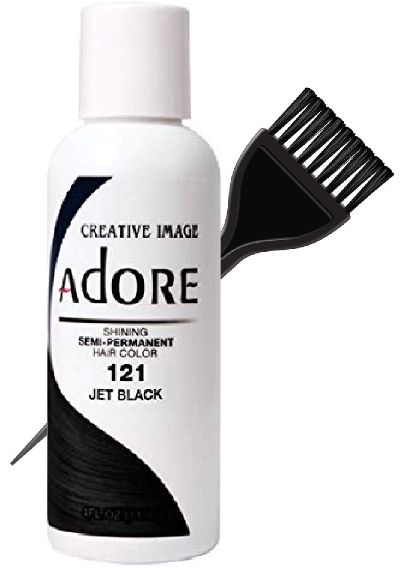 Creative Image Systems Adore 121 Jet Black: Adore Creative Image Shining Semi-Permanent Hair Color (Stylist Kit) No Ammonia, No Peroxide, No Alcohol Haircolor Semi Permanent Dye (121 Jet Black)