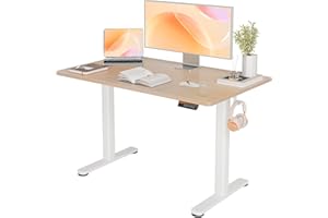 YDN Electric Standing Desk, 48x24 Inch Stand up Desk Adjustable Height, Sit Stand Home Office Desk with Splice Board, Natural Top