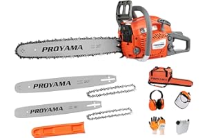 PROYAMA 58CC 2-Cycle Gas Powered Chainsaw, 16-Inch Top Handle Chain Saw, Gasoline Chainsaw 20-Inch for Tree Wood Cutting