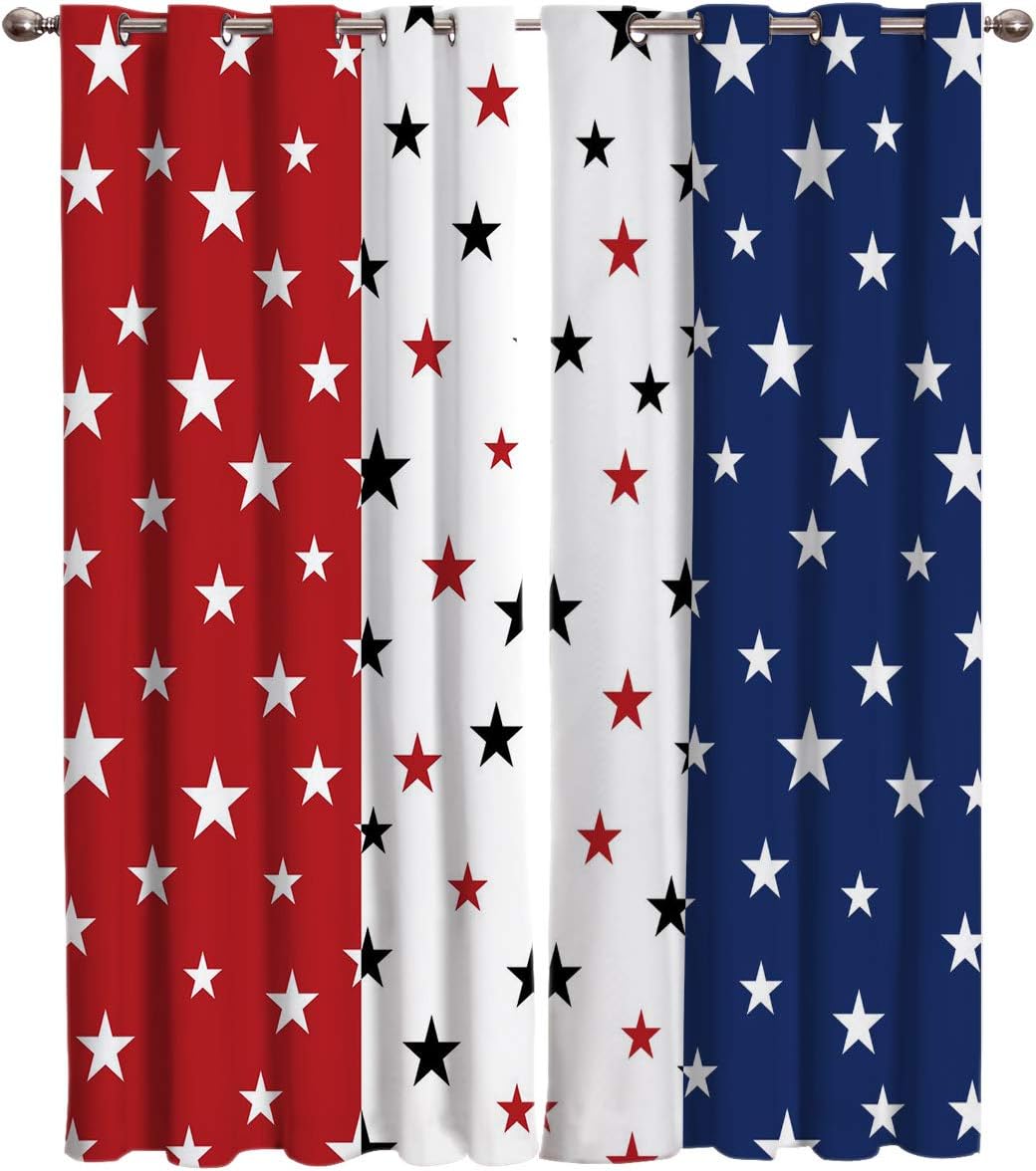 FortuneHouse8 Blackout Curtains Thermal Insulated Independence Day