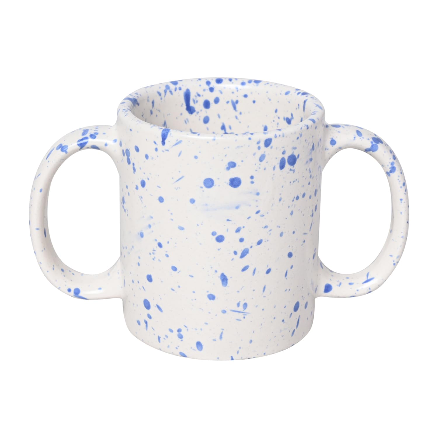 ANCIENTIMPEX Dual Handle Mug (Double Grip Mug) 350 Ml Capacity - Blue Dalmatian Pattern
