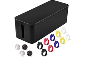 TuweChen Cable Management Box - Large Cable Organizer Box to Hide Wires & Power Strips, TV & Desk Computer Wires, Cord Organizer Box for Home & Office, Black