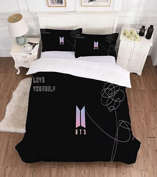 Jnsio BTS Linge De Lit Housse De Couette BTS World Taie d'oreiller Love