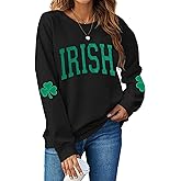 Wakefulness Youth Women St Patrick's Day Sweatshirt Shamrock Long Sleeve Shirt Irish Casual Pullover Top