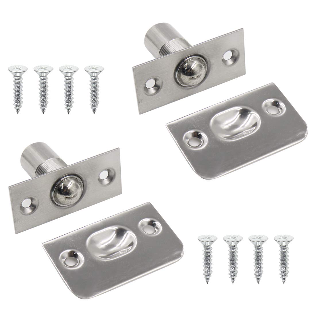 Yoohey Closet Door Ball Catch Stainless Steel Adjustable Ball Catch with Strike Plate, for Pantry Door Latch Invisible Cupboard Closure Pcak of 2