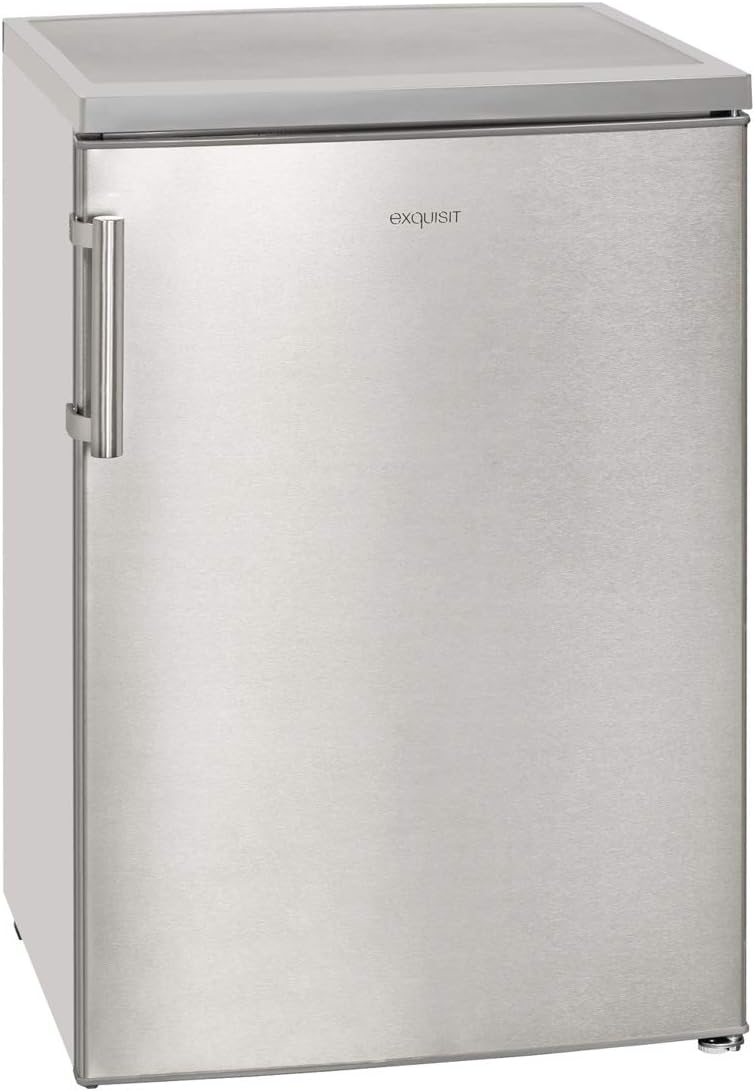 Exquisit KS 16-1 RV A+++Inoxlook / Vollraum Kühlschrank / EEK: A+++ / 134 Liter / LED-Innenbeleuchtung / Temperaturregelung / Stangengriff / Inoxlook / Glasablage