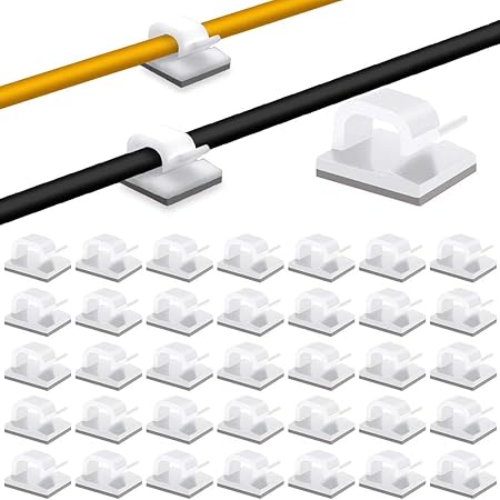 Amazon コードクリップ 50個入り ケーブルクリップ コード収納 コードフック ケーブル収納 コード管理 結束固定ベース 強力テープ付属 ホワイト By Maveek マビーカ 文房具 オフィス用品 文房具 オフィス用品