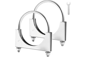 EVIL ENERGY 4" Heavy Duty U Bolt Exhaust Clamp, 4 Inch Stainless Steel U Muffler Clamps, Saddle Style, 2PCS