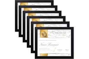 SESEAT 8.5 x 11 Frame Certificate Document Frame Set of 6, Diploma Frame for Wall and Tabletop, Black