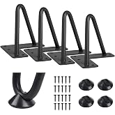 SMARTSTANDARD 4 Inch Heavy Duty Hairpin Furniture Legs, Black 4PCS | Metal Home DIY Projects for TV Stand, Sofa, Cabinet, etc with Rubber Floor Protectors
