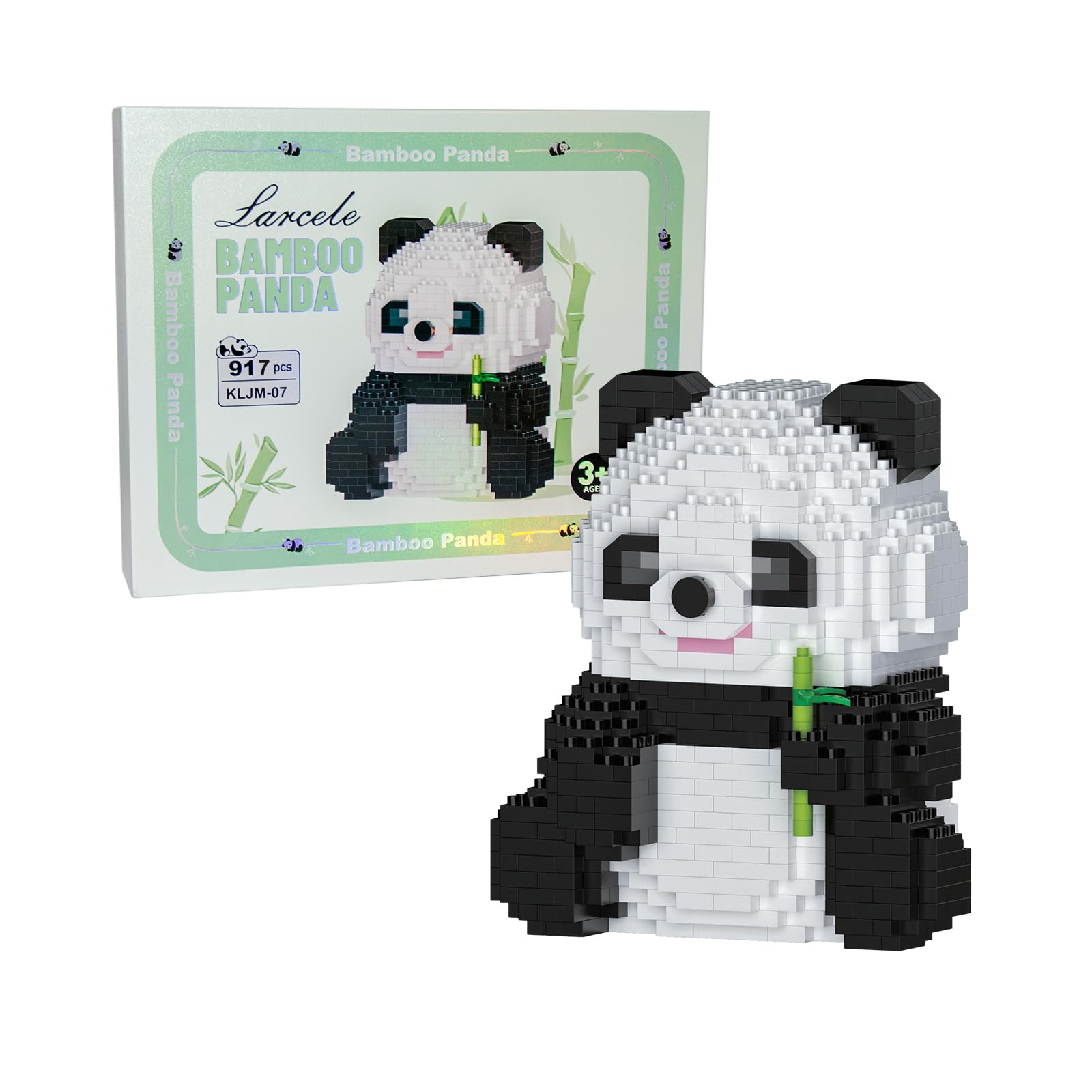 Larcele Micro Building Blocks Animal Set, DIY Mini 3D Building Toy Bricks, 917 Pieces KLJM-07 (Bamboo Panda) — image 1