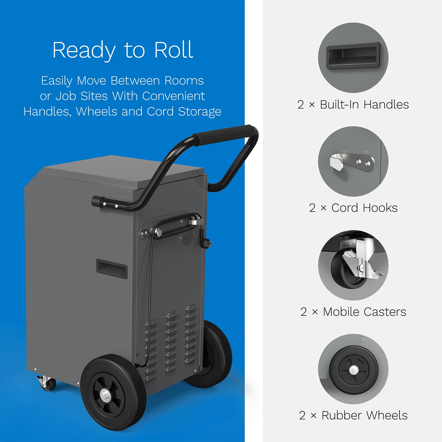 hOmeLabs Commercial Grade 160 Pint Dehumidifier - Built-In Pump, Includes Drain Hose and Washable Filter - Ideal for Large Basements, Industrial or Commercial Spaces and Job Sites