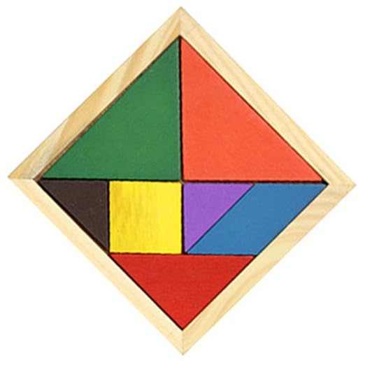 FemmeStopper Wooden Tangram 7 Piece Jigsaw Puzzle Colorful Educational Toys for Kids