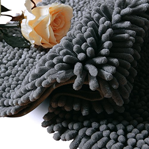 Vdomus Nonslip Microfiber Shag Bathroom Mat 20 x 32Inches (Grey