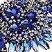 Blue Crystal Rhinestone Statement Necklace, Chunky Collar Choker Bib Pendant Statement Necklace Fashion Necklace Jewelry for Women