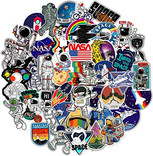 61uZMB2RCcL FNGEEN 112pcs NASA Space Explorer Stickers Pack for Water Bottle Laptop,Waterproof Vinyl Stickers Bomb, Space Gifts for Adults Teens Boys Psychedelic Stickers for Skateboard Decals - Image 3