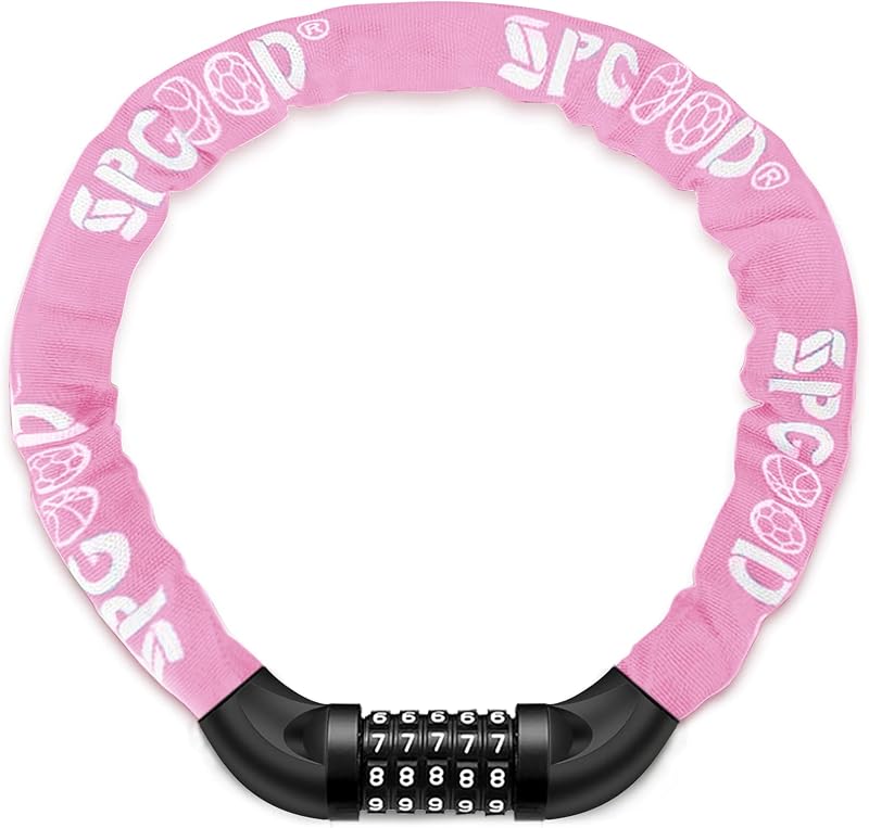 SPGOOD 830mm Bicycle Lock 5-Digit Resettable Code Chain 14 Colors
